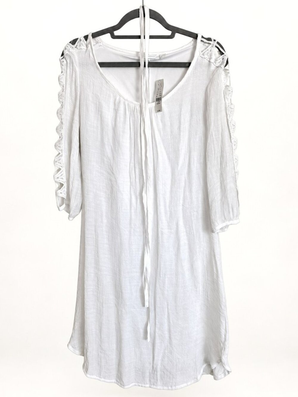 New York & Company NWT White Crochet Sleeve Tunic M
